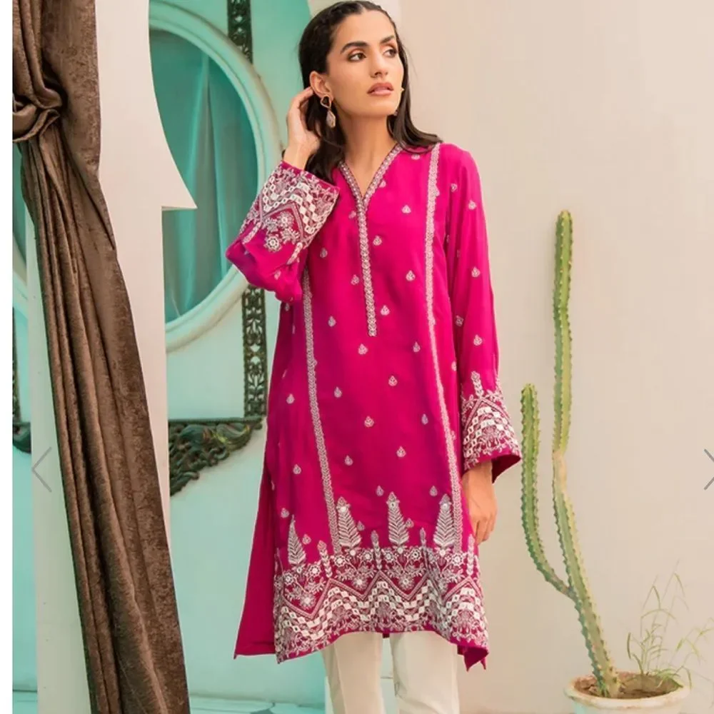 CROSS STITCH PAKISTANI DESIGNER CHAHAAR BAGH EMBROIDERED SHIRT KURTA